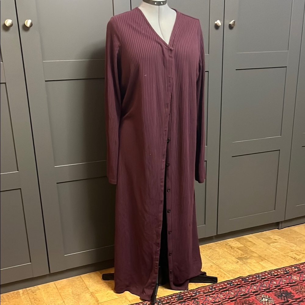 XXL Old Navy Long Burgundy Button-Up Cardigan Dress